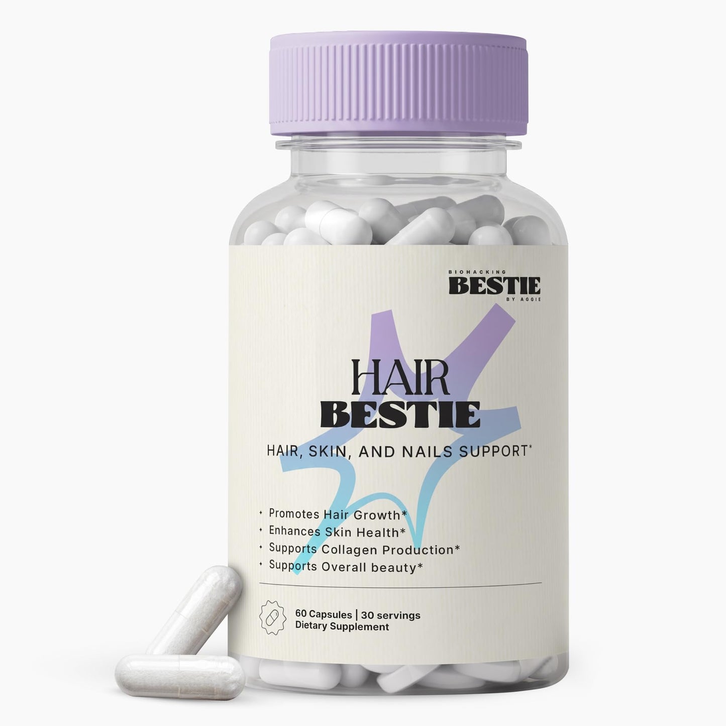 Biohacking Bestie Hair Bestie Supplement Capsule, 60 Capsules