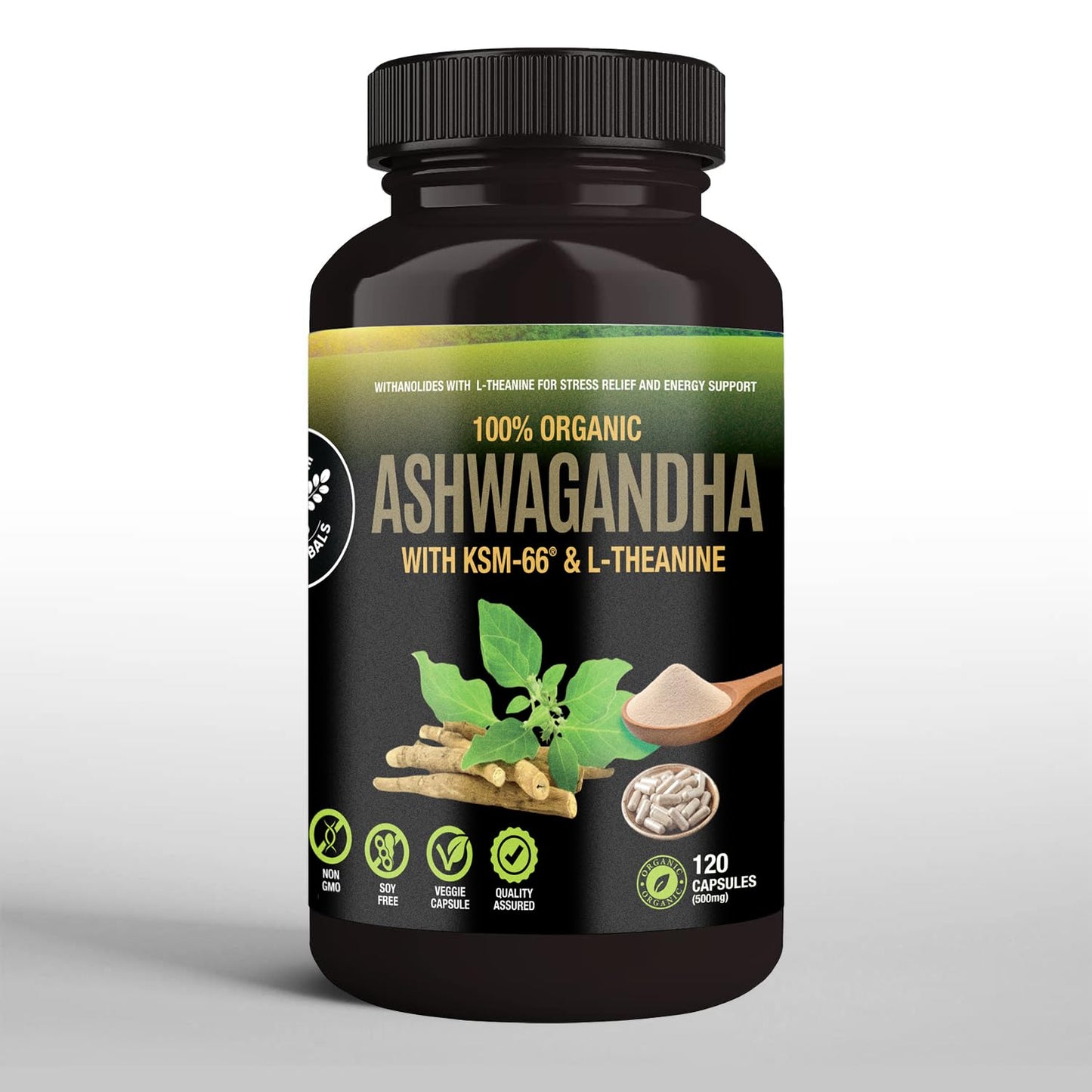 SUPREME HERBALS Ashwagandha 500 mg with KSM-66® & L-Theanine Capsule, 1 Count