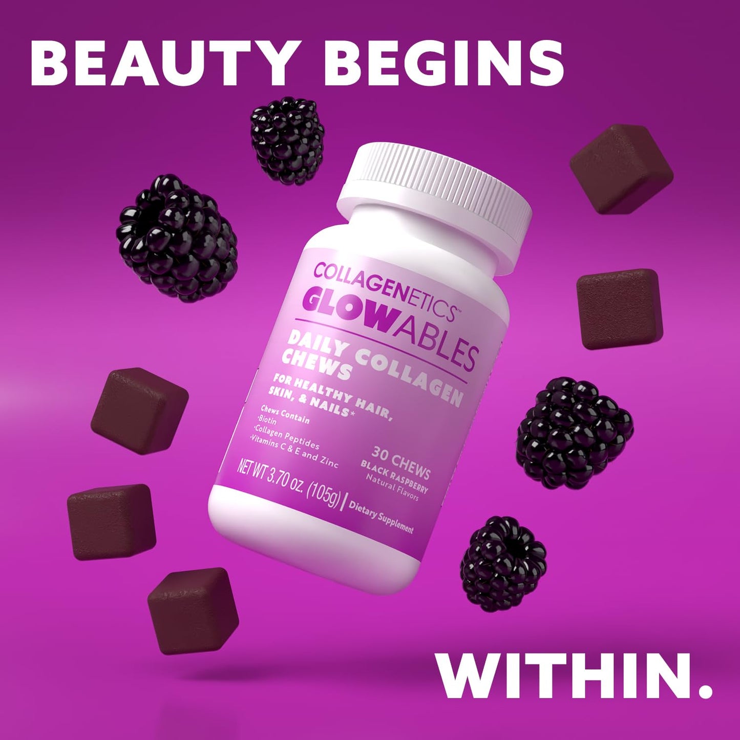 Devoted Creations Collagenetics Glowables Daily Collagen Chews Gummy 30 Count