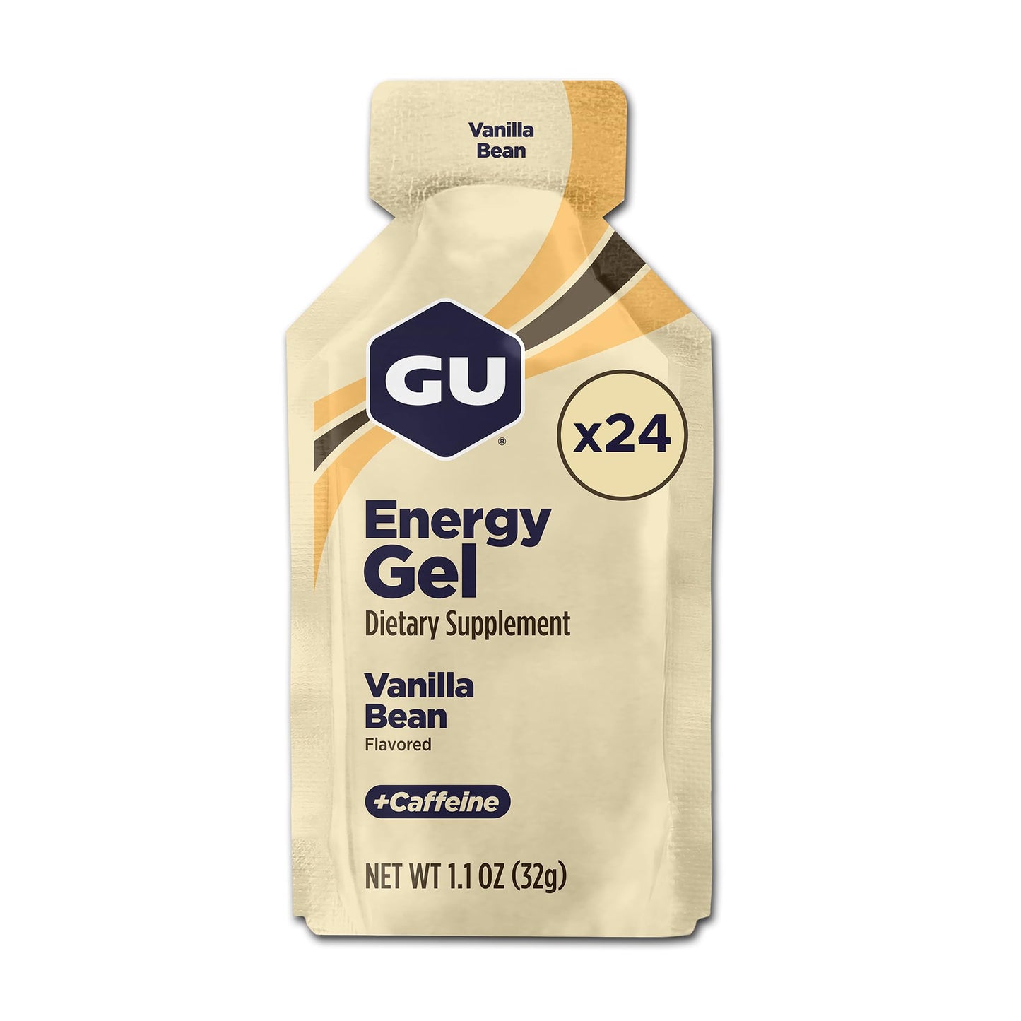 GU Energy Original Sports Nutrition Energy Gel, Vanilla Bean, 26.4 Oz, 24 Count