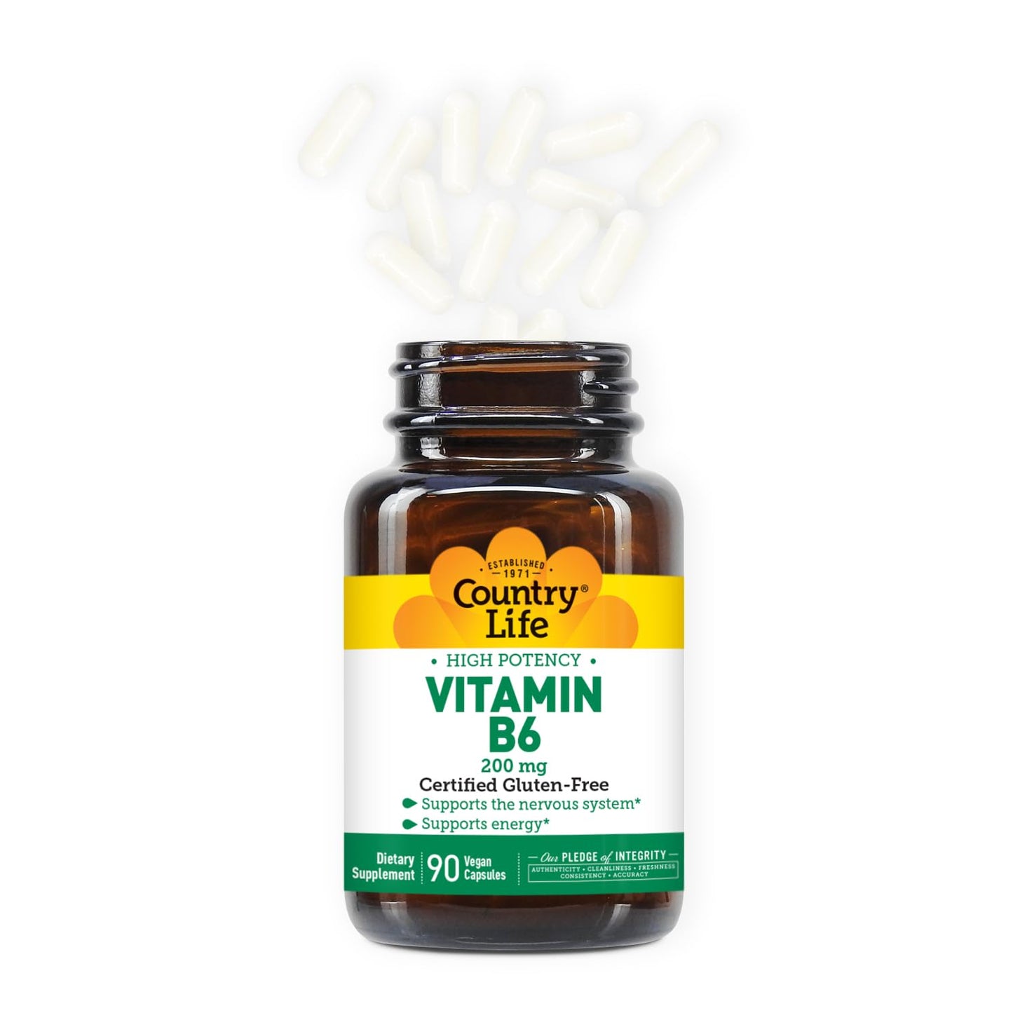 Country Life Vitamin B-6 Capsules, 90 Count