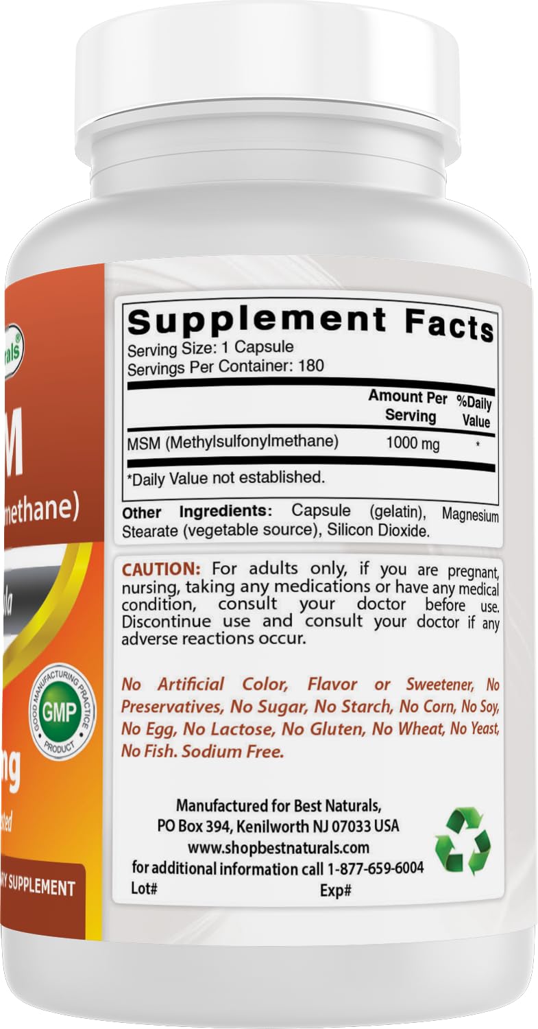 Best Naturals MSM 1000 mg Capsule 360 Count