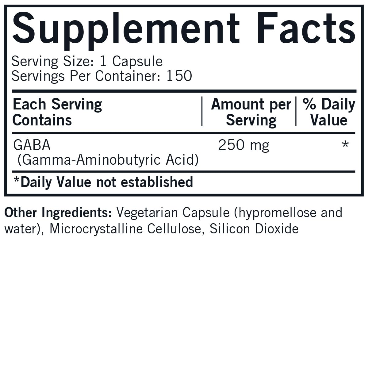 Kirkman GABA 250 mg, 150 Capsules
