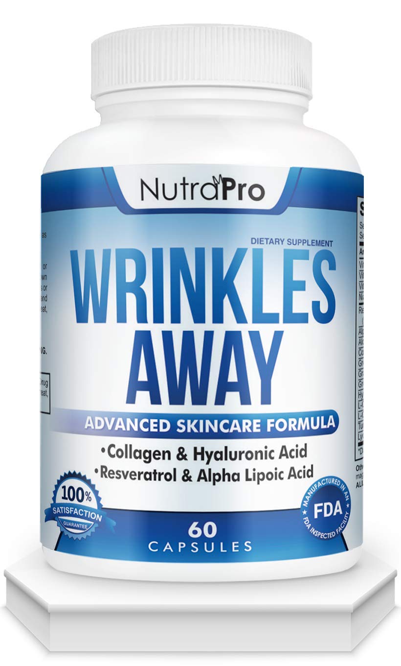 NutraPro Anti Wrinkle and Ageless Skin Vitamins - Dermal Repair Complex with Collagen & Resveratrol, Alpha-Lipoic Acid & Hyaluronic Acid Capsules 60 Count