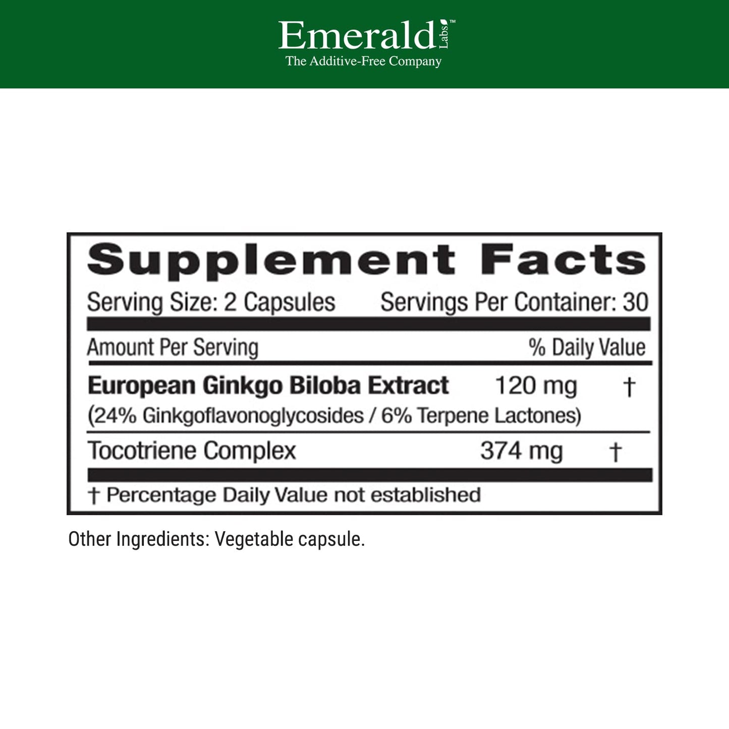 Emerald Labs Ginkgo Biloba Extract Capsule 60 Count