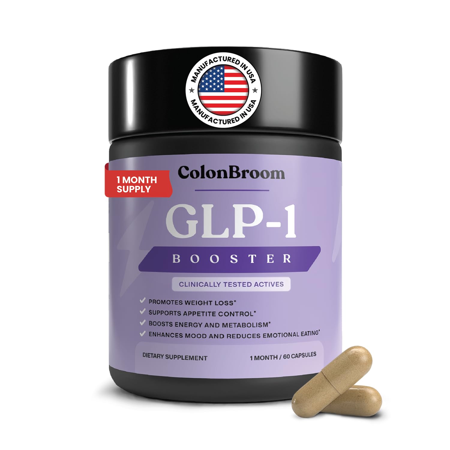 ColonBroom GLP-1 Weight Management Supplement for Women & Men Capsules 60 Count