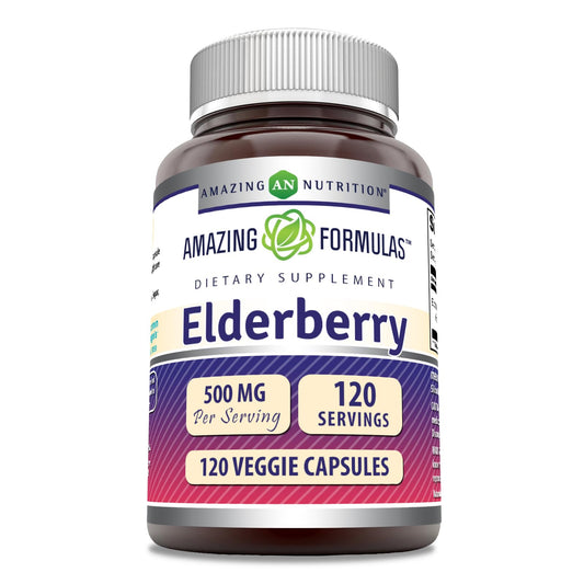 Amazing Nutrition Elderberry Supplement Capsule, 120 Capsules