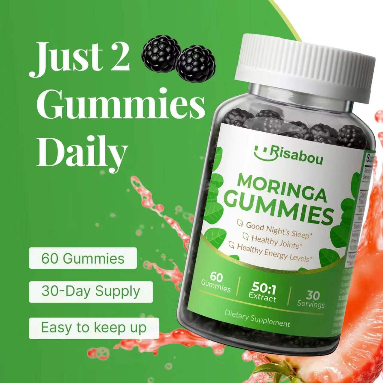 Risabou Moringa Gummies 60 Count