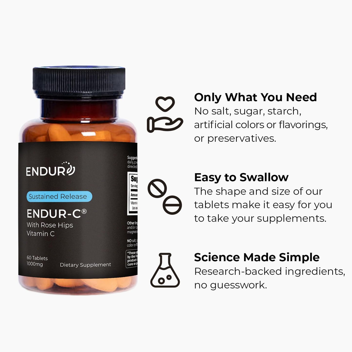 Endurance Products ENDUR-C Vitamin C with Rose Hips Tablets 60