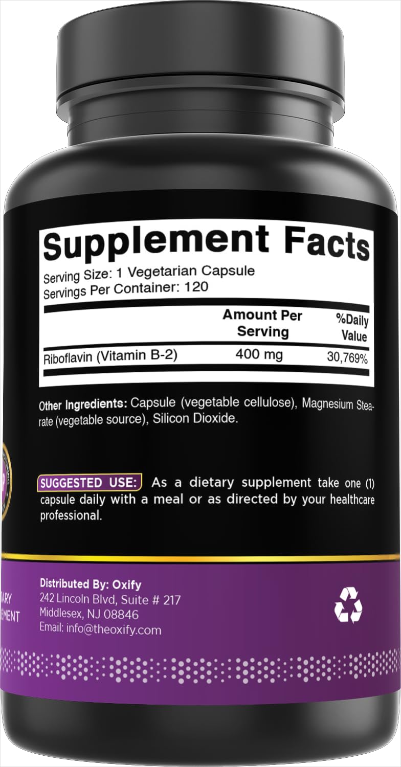 Oxify Vitamin B-2 (Riboflavin) 400 mg, 120 Tablets