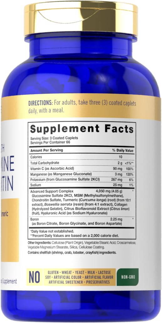 Carlyle Glucosamine Chondroitin MSM Turmeric Caplets 200