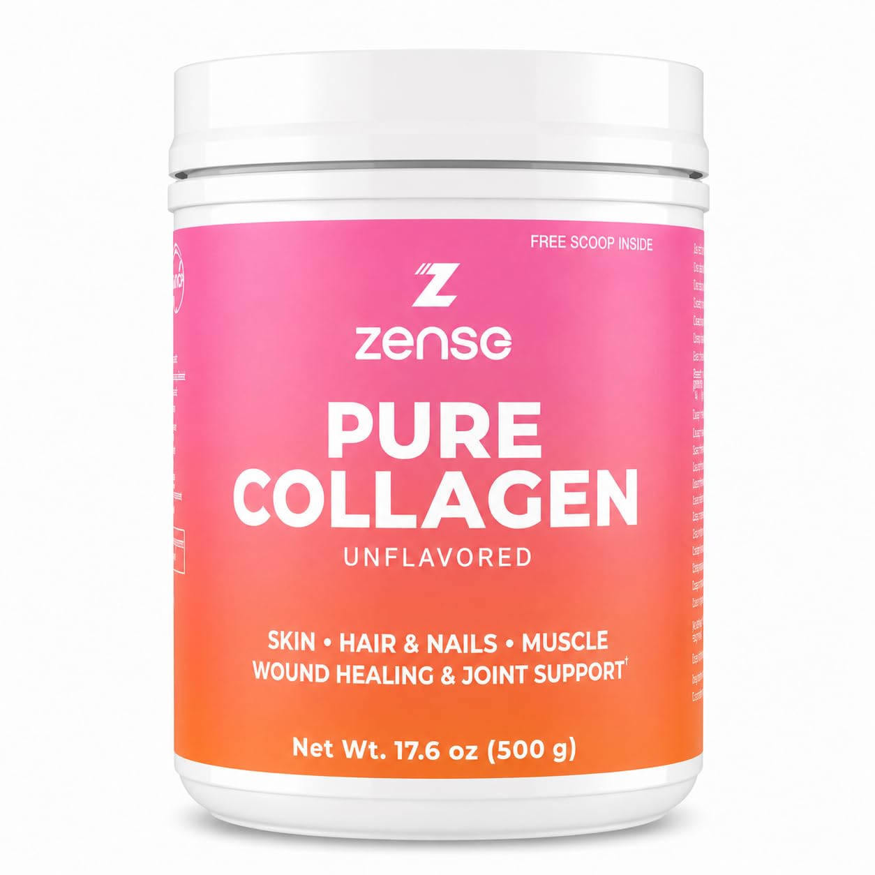ZENSE Hydrolyzed Collagen Powder – Organic Type I & III Bovine Collagen Peptides, 17.6 oz