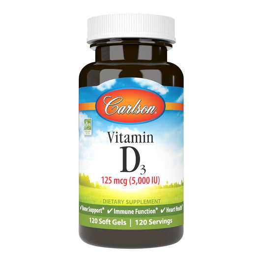 Carlson Vitamin D3 5000 IU (125 mcg) Softgels 120 Count