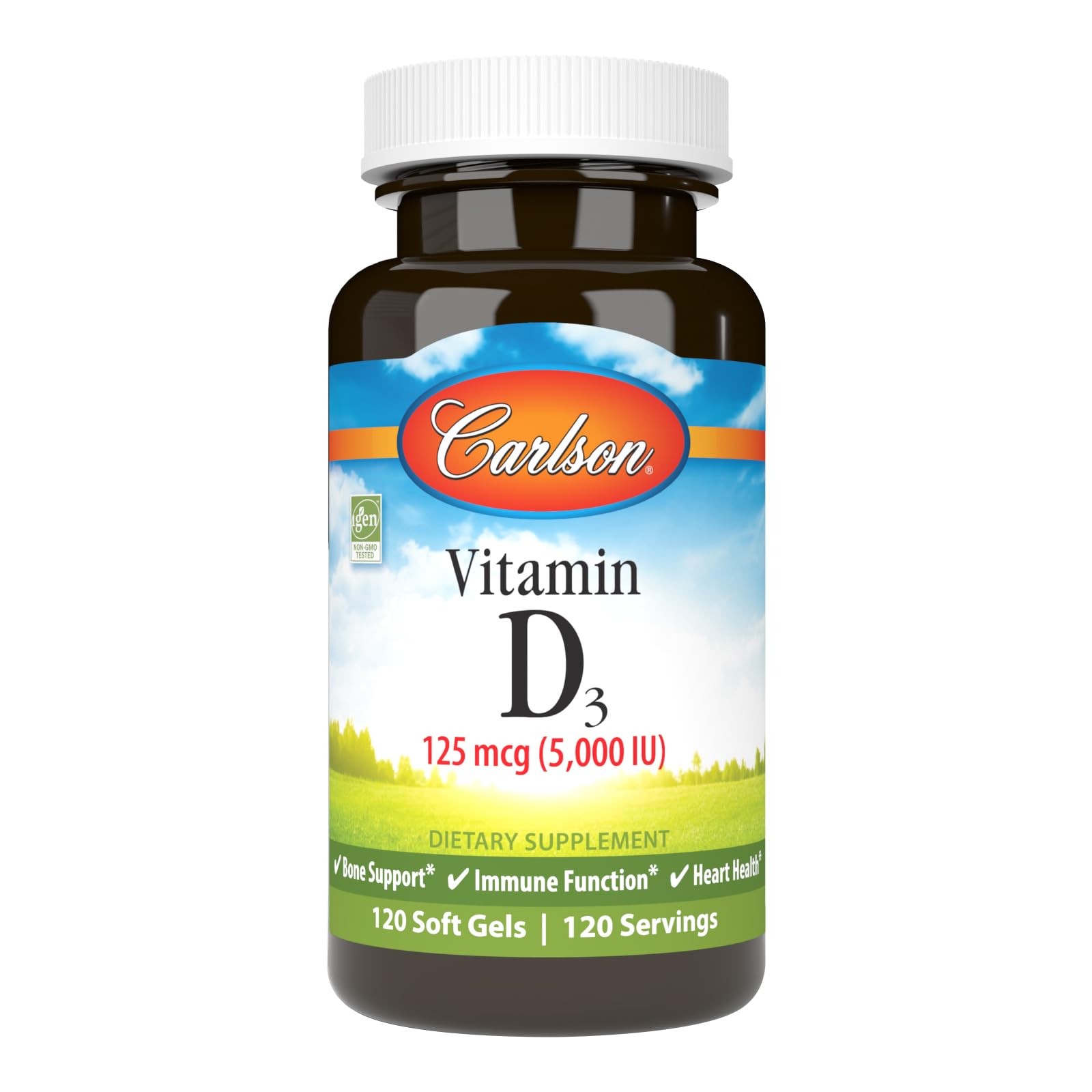 Carlson Vitamin D3 5000 IU (125 mcg) Softgels, 120