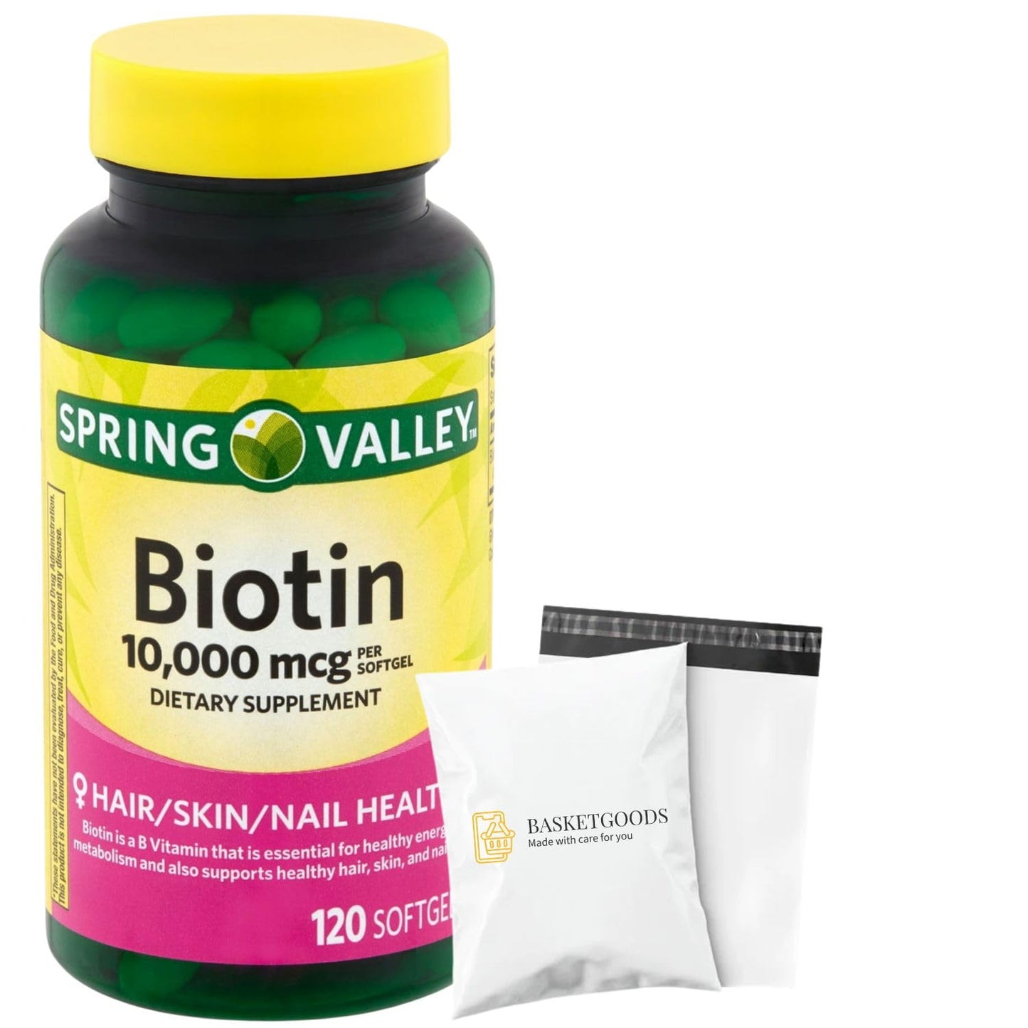 BASKETGOODS Biotin 10,000 mcg SoftGels 120 Count