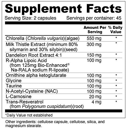 Wellness Resources Daily Detoxify with Silymarin, Dandelion, RA Lipoic Acid, NAC, Chlorella and More for Liver Support and Comprehensive Detoxification, 90 Capsules