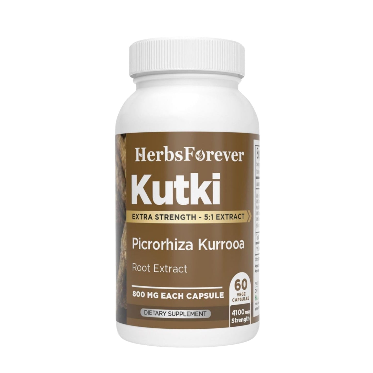 Herbsforever Kutki (Picrorhiza Kurroa) Extra Strength 10:1 Extract, Equiv. to 4850mg Root Powder per Serving, Liver Support & Metabolism, Boost Immunity, 60 Veg Capsules