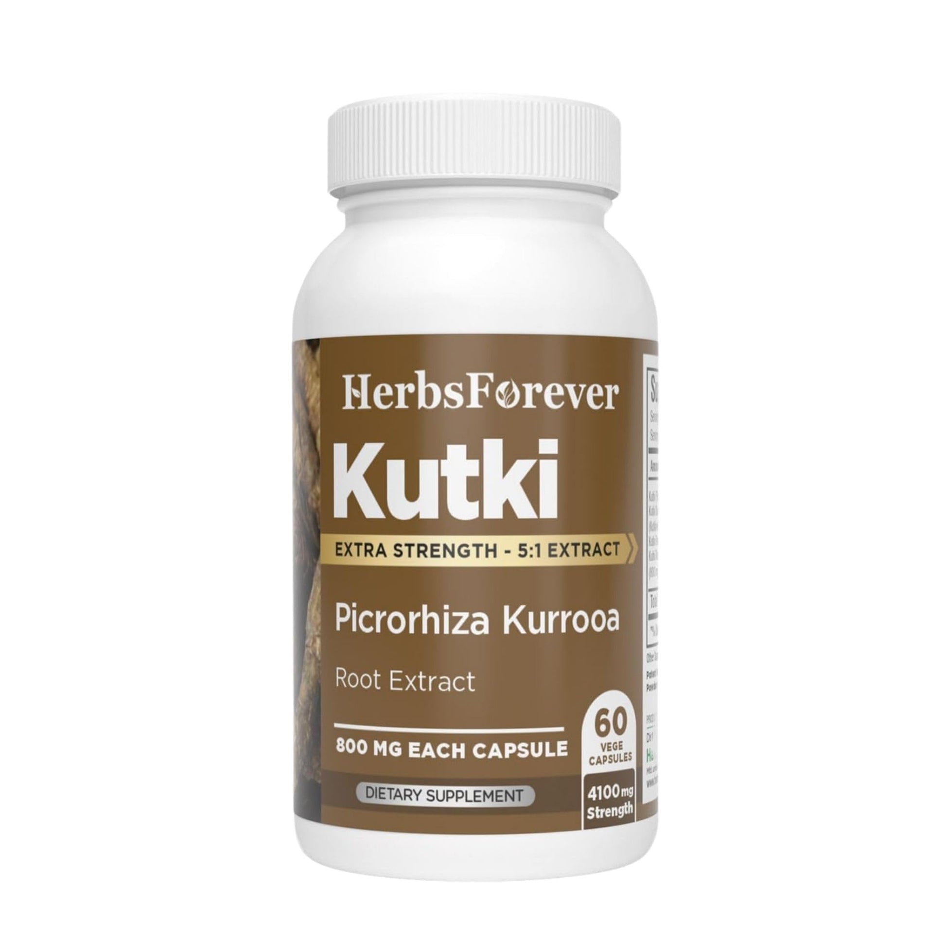Herbsforever Kutki (Picrorhiza Kurroa) Extra Strength 10:1 Extract, Equiv. to 4850mg Root Powder per Serving, Liver Support & Metabolism, Boost Immunity, 60 Veg Capsules