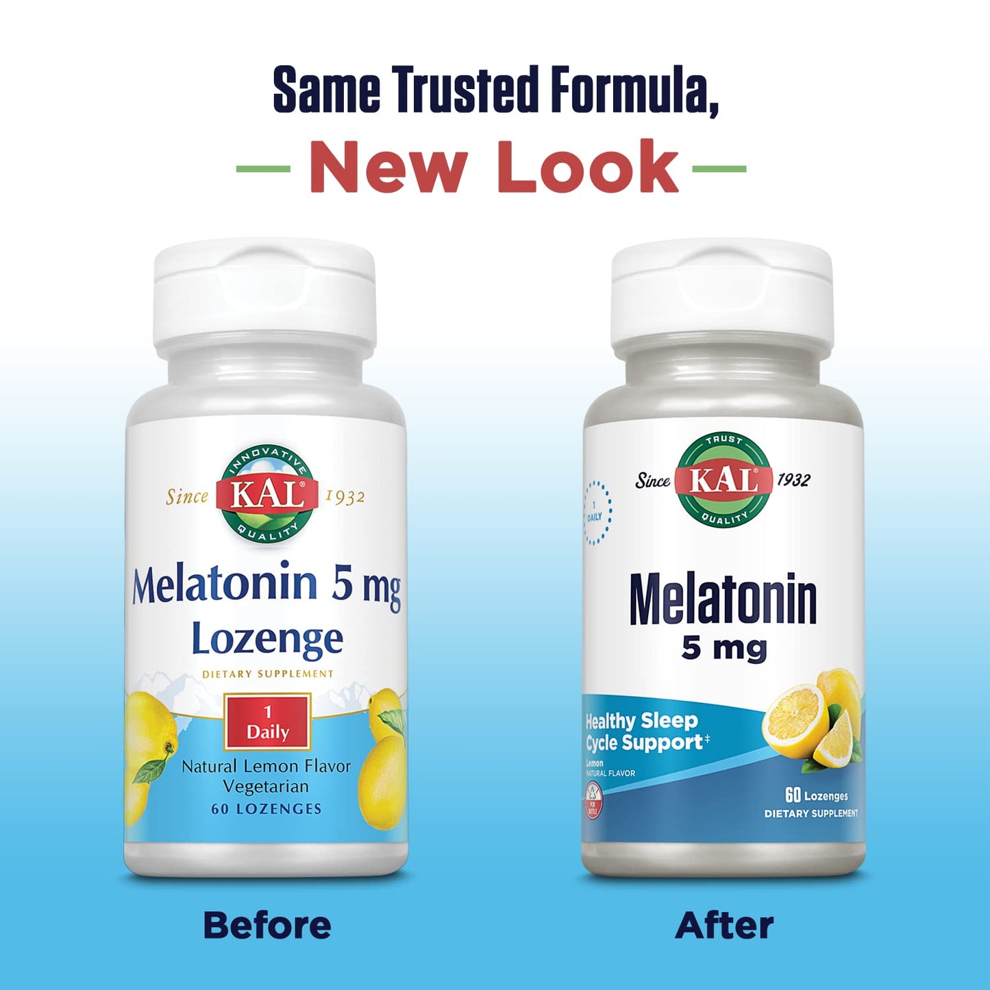 KAL Melatonin 5 mg Supplement for Adults - Sleep Aid & Rest Support, Fast Release Lozenges, Melatonin 5mg & Vitamin B6 10mg for Men & Women, Vegetarian - 60 Lozenges