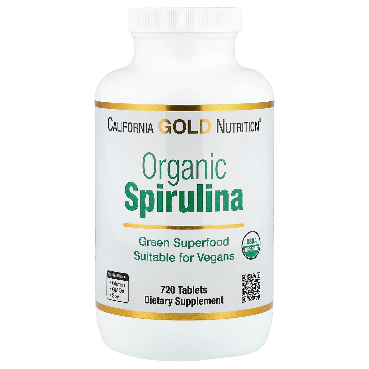 California Gold Nutrition Certified Organic Spirulina Tablets 720 Count