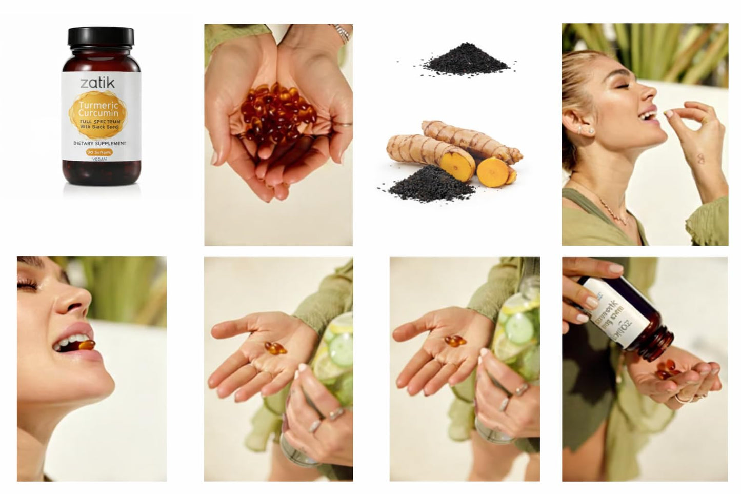 Zatik Turmeric with Black Seed Oil CO2 Extract Full Spectrum Formula Softgels 4.2 Ounces