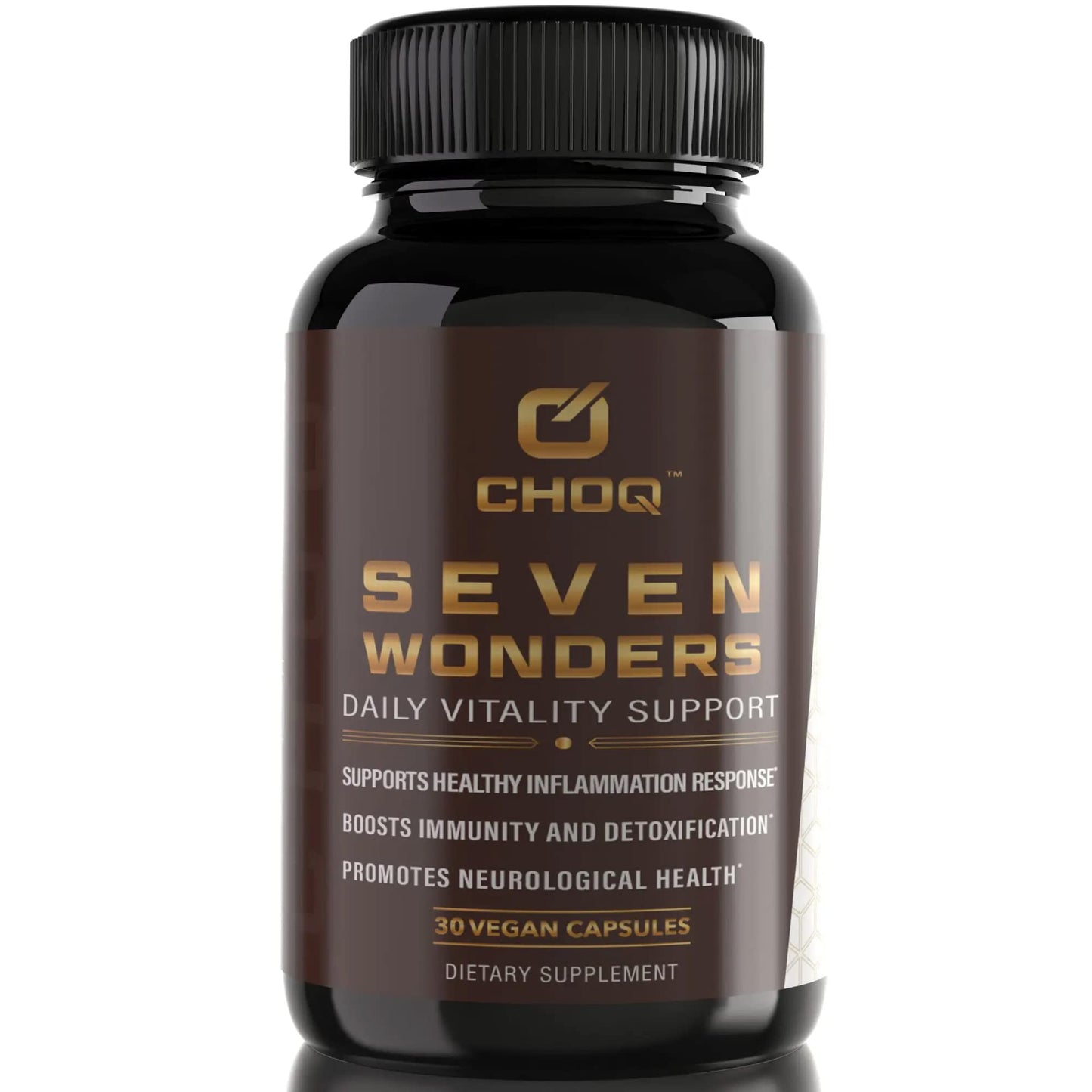 CHOQ Seven Wonders Organic Mushroom Complex - Lions Mane, Reishi, Chaga, Cordyceps Capsules, 30 Count