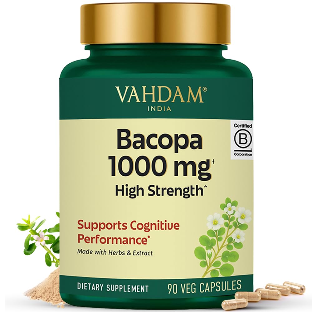 VAHDAM Bacopa Monnieri Capsules 1000mg, 90 Capsules
