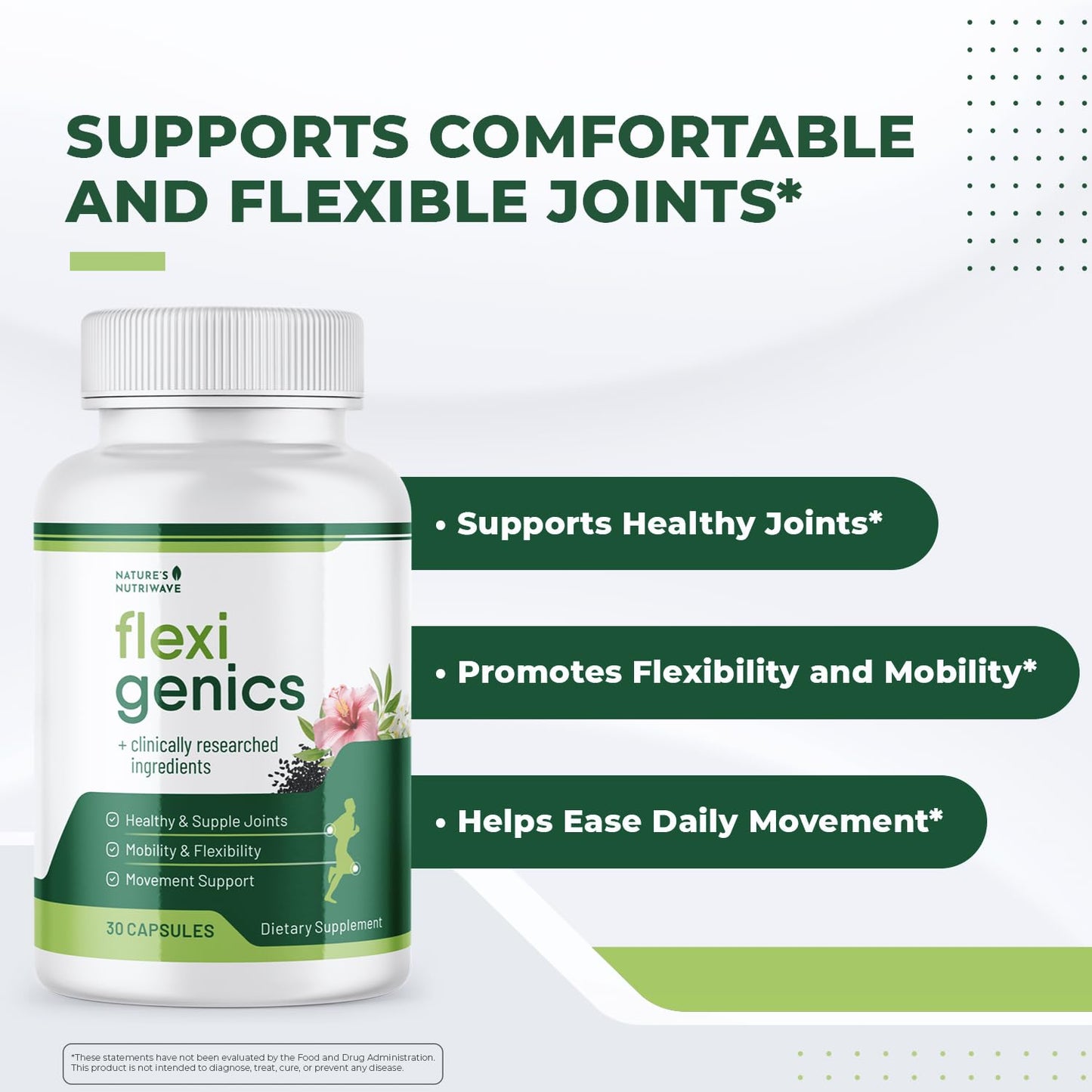 Nature’s NutriWave Flexigenics Natural Support Formula with Green Tea Extract, Black Cumin Seed & Vitamin K2 – Non-GMO, Easy-to-Take, 90 Capsules