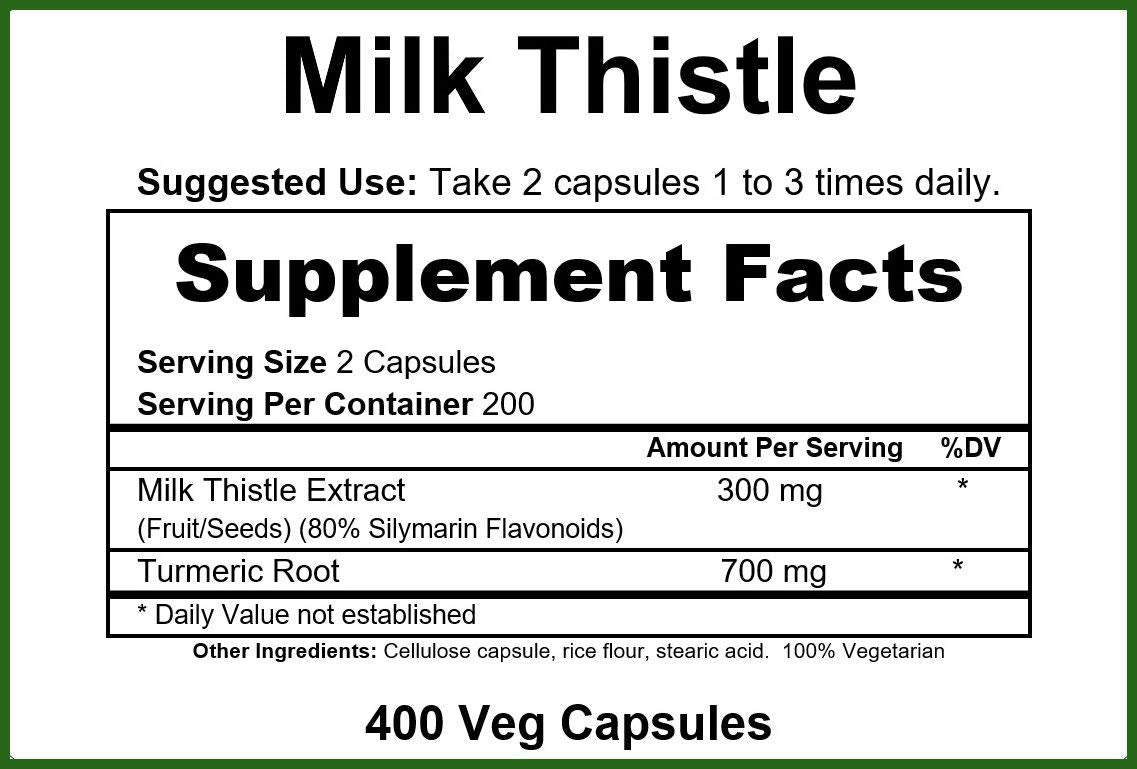 GreenPacks Milk Thistle Extract (High-Potency) Plus Turmeric Capsules, 400
