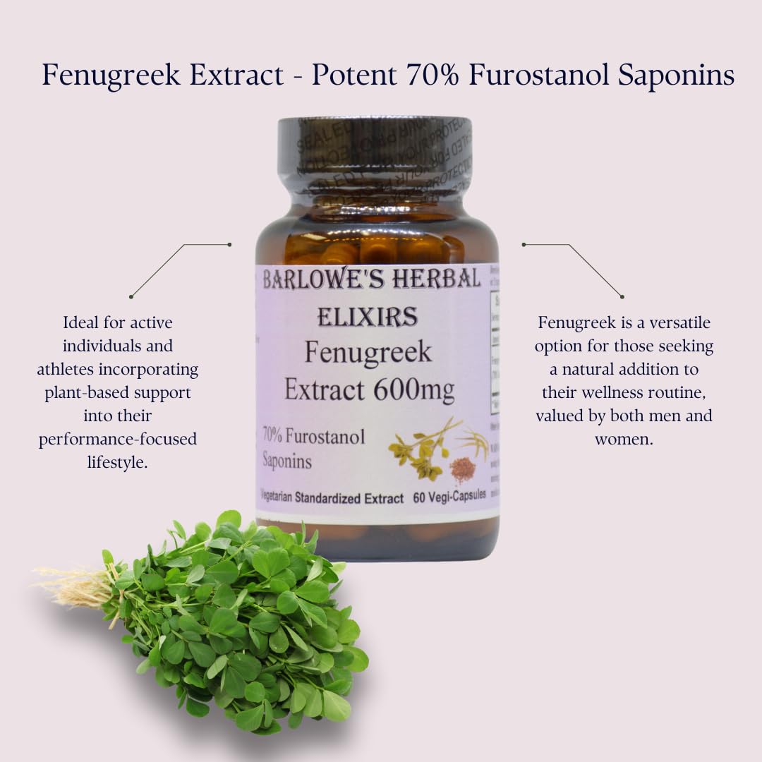 Barlowe's Herbal Elixirs Fenugreek Extract Capsules, 60 Vegi-Capsules