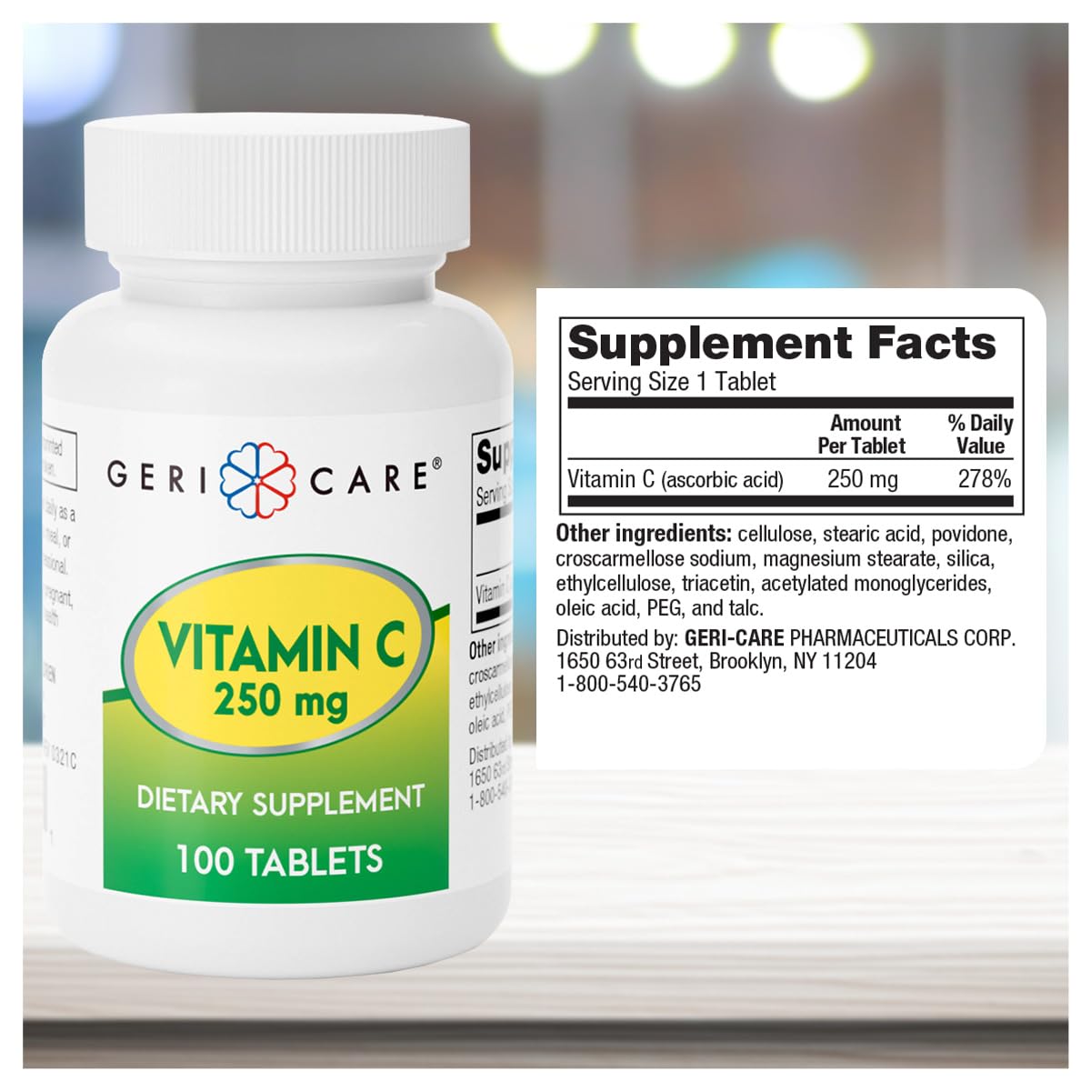 GeriCare Vitamin C 250mg Tablet, 100 Count