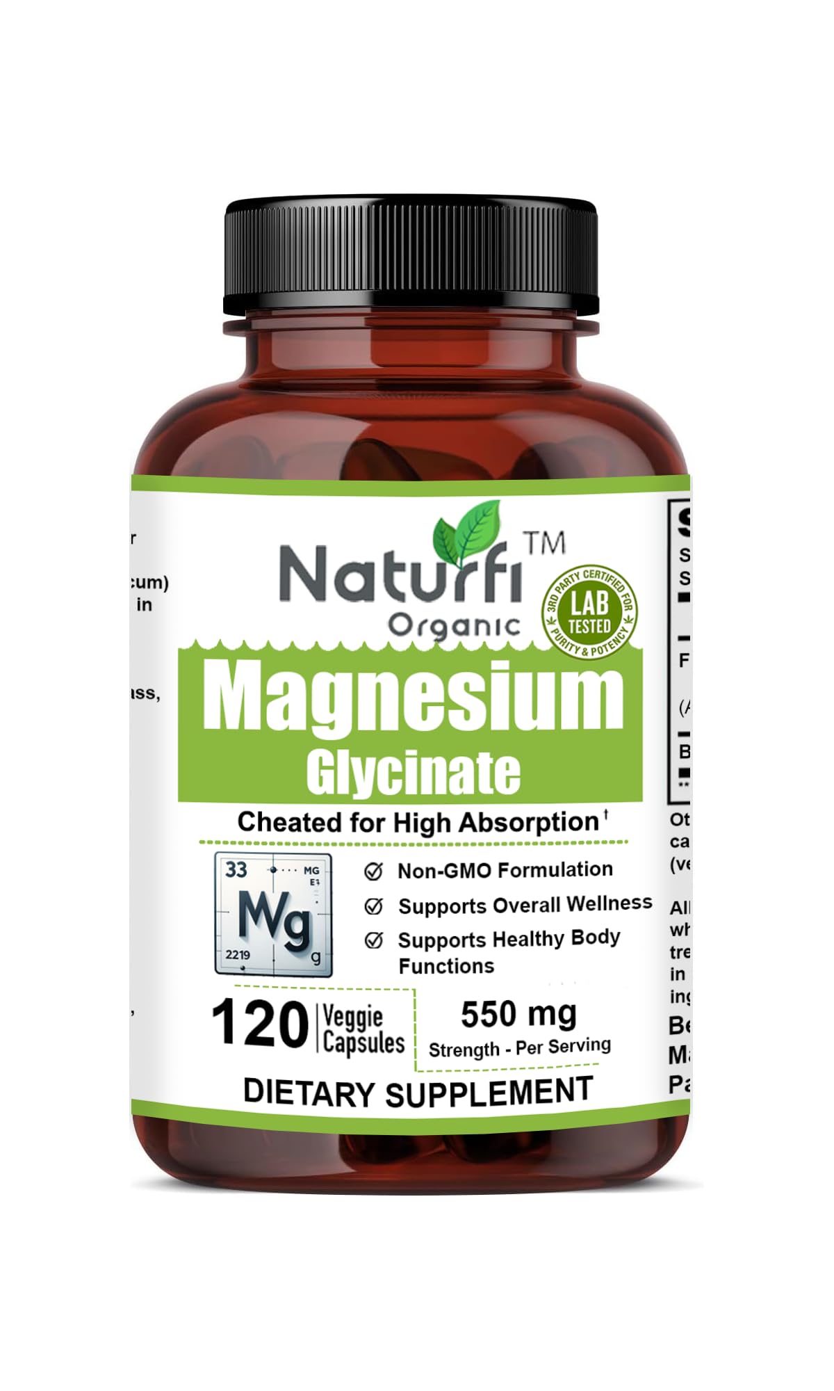 Naturfi Organic Magnesium Glycinate Capsule, 120 Capsules
