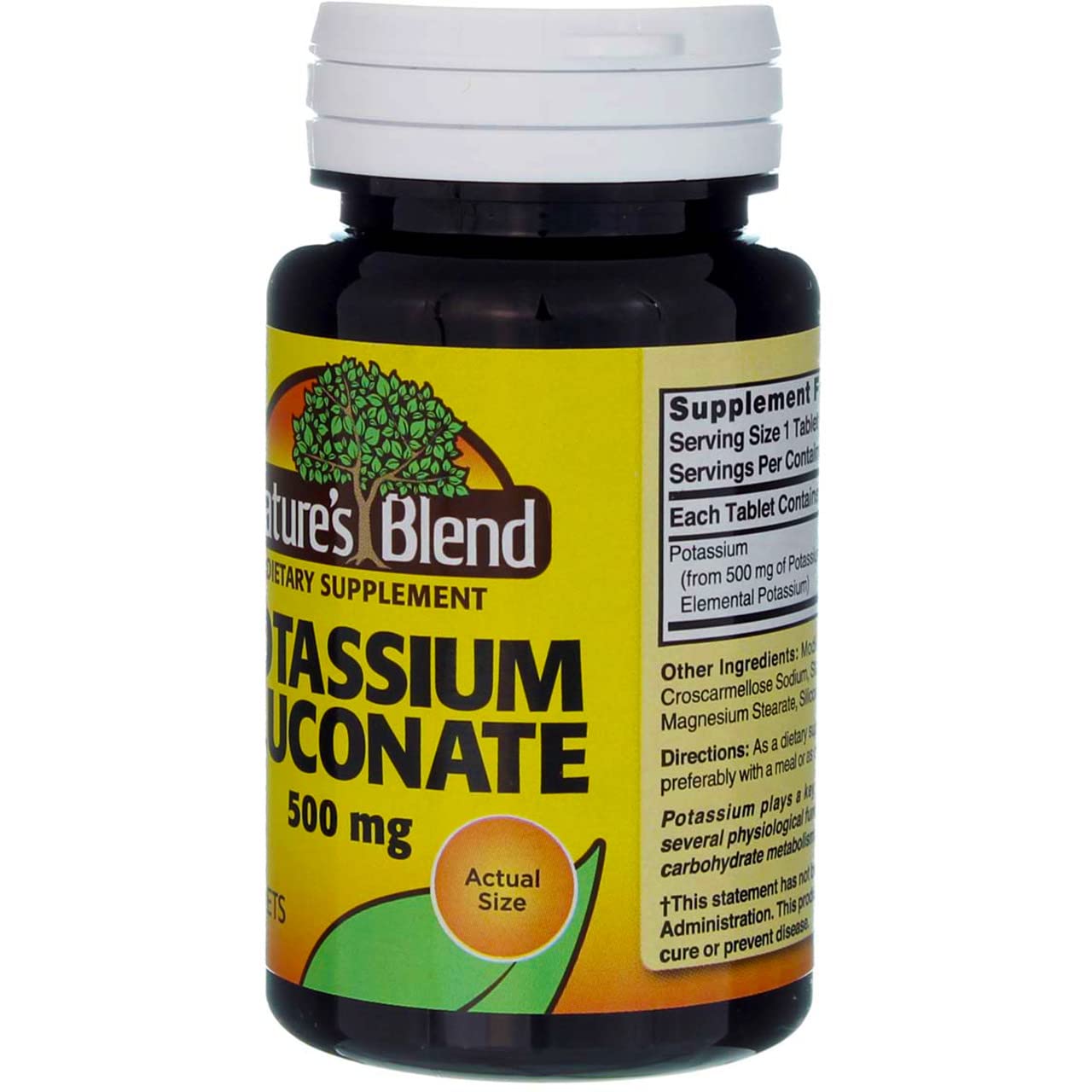 Nature's Blend Potassium Gluconate 500 mg Tablets, 100 Count