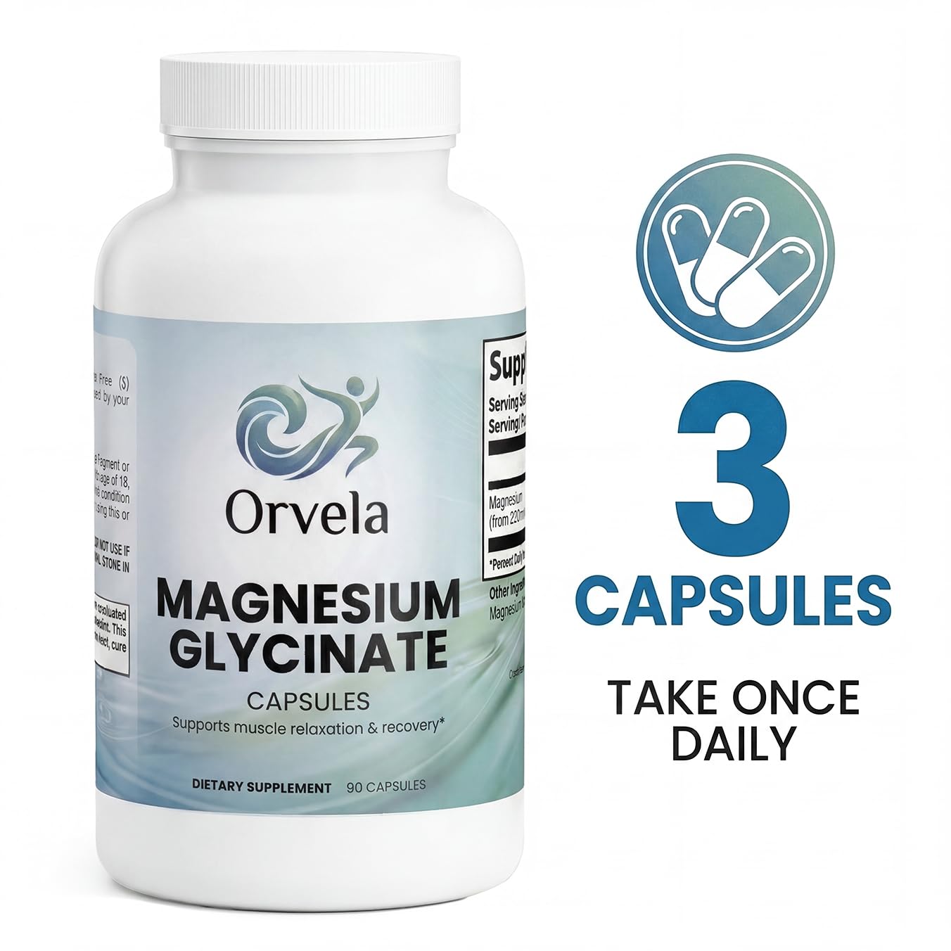 Orvela Magnesium Glycinate 275mg Capsules, 90 Count
