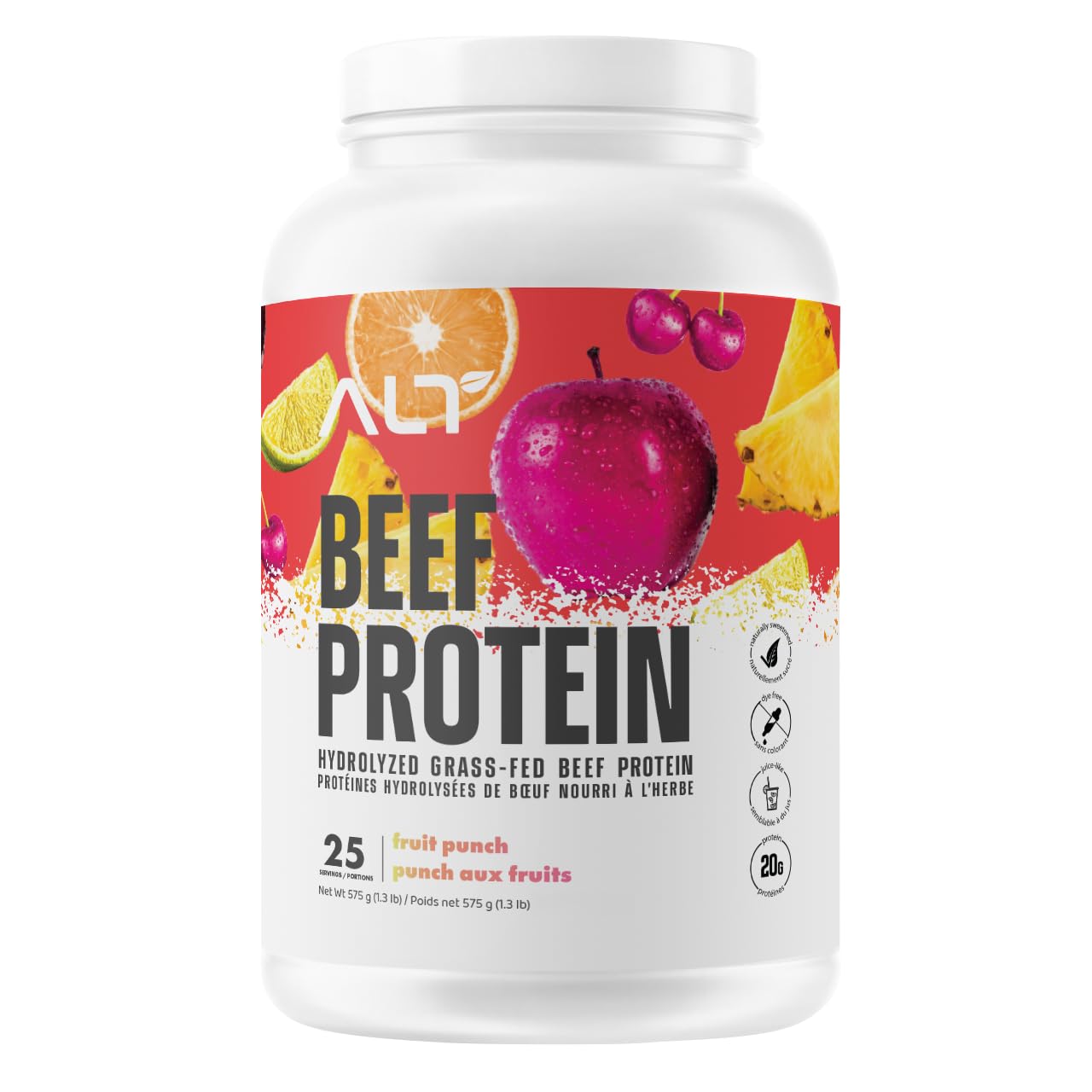 ALT Nutrition Grass-Fed Beef Protein Isolate Fruit Punch Powder 19.2 oz