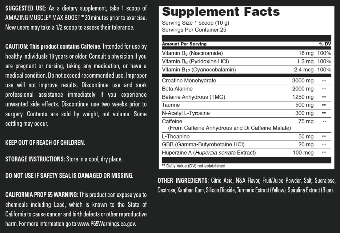 Amazing Muscle Max Boost Powder 25 Servings 8.8 Ounce