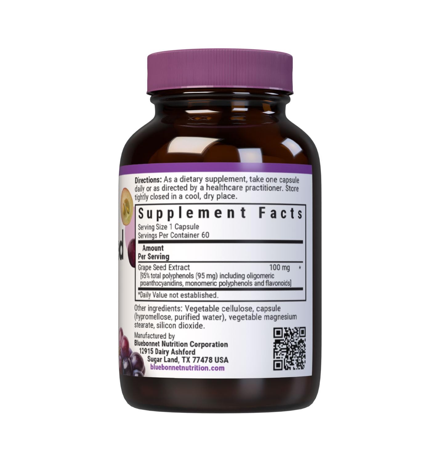 BlueBonnet Grape Seed Extract Supplement Capsules, 60 Count