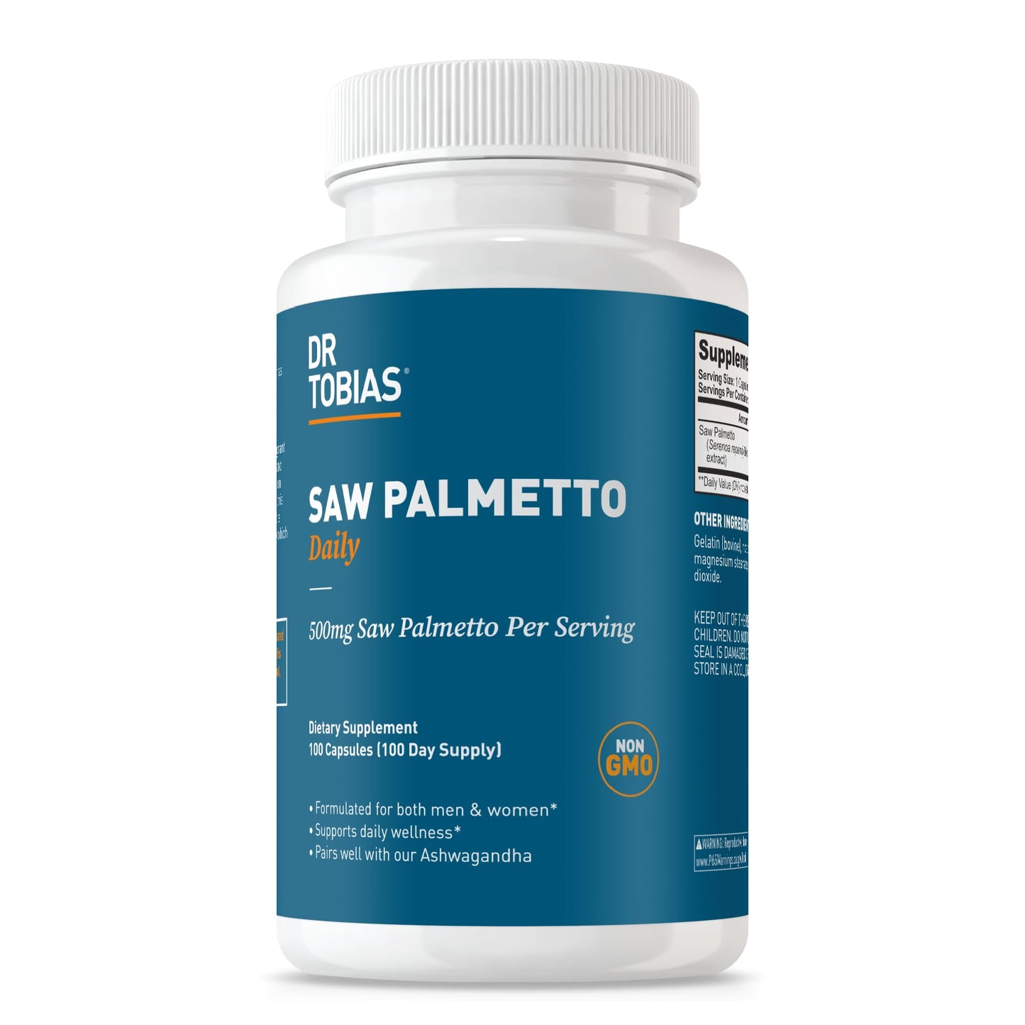 Dr. Tobias Saw Palmetto 500 mg Capsules, 100 Count