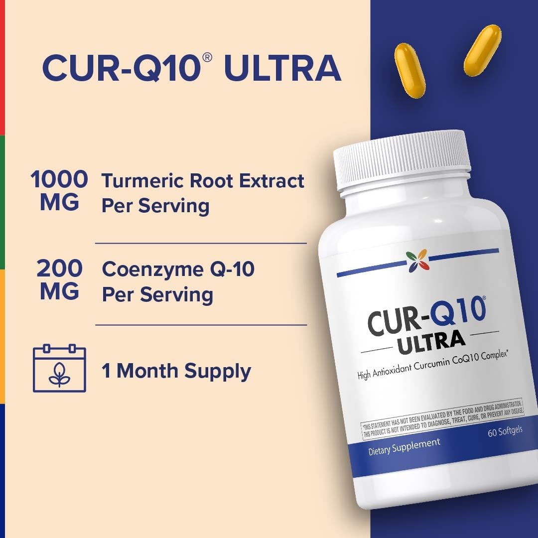 Stop Aging Now Curcumin CoQ10 Complex with Turmeric Root Extract - Antioxidant & Cardiovascular Support, 60 Softgels