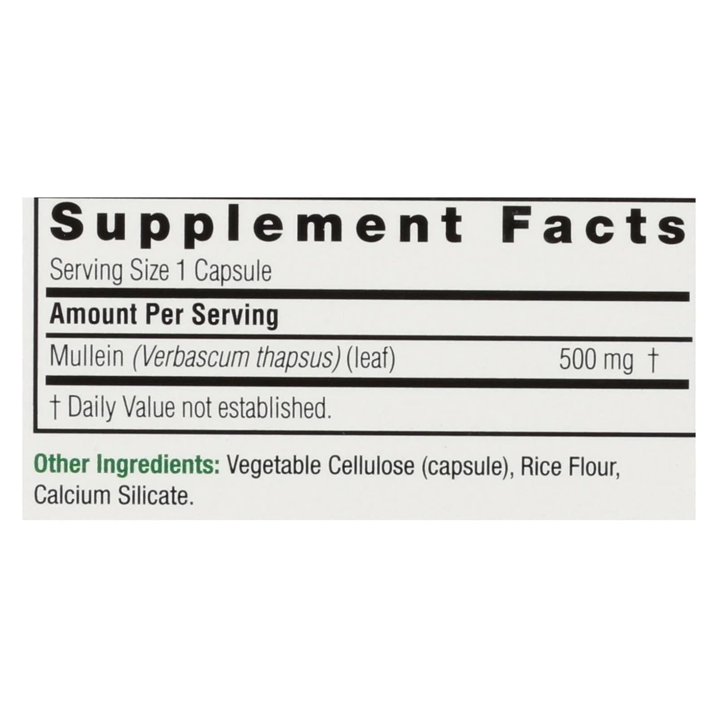 Nature's Answer Mullein Leaf 90 Capsules