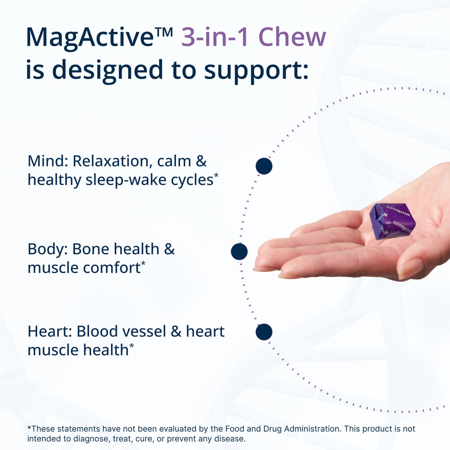 Metagenics MagActive Magnesium Glycinate 3-in-1 Chew Gummies, 60