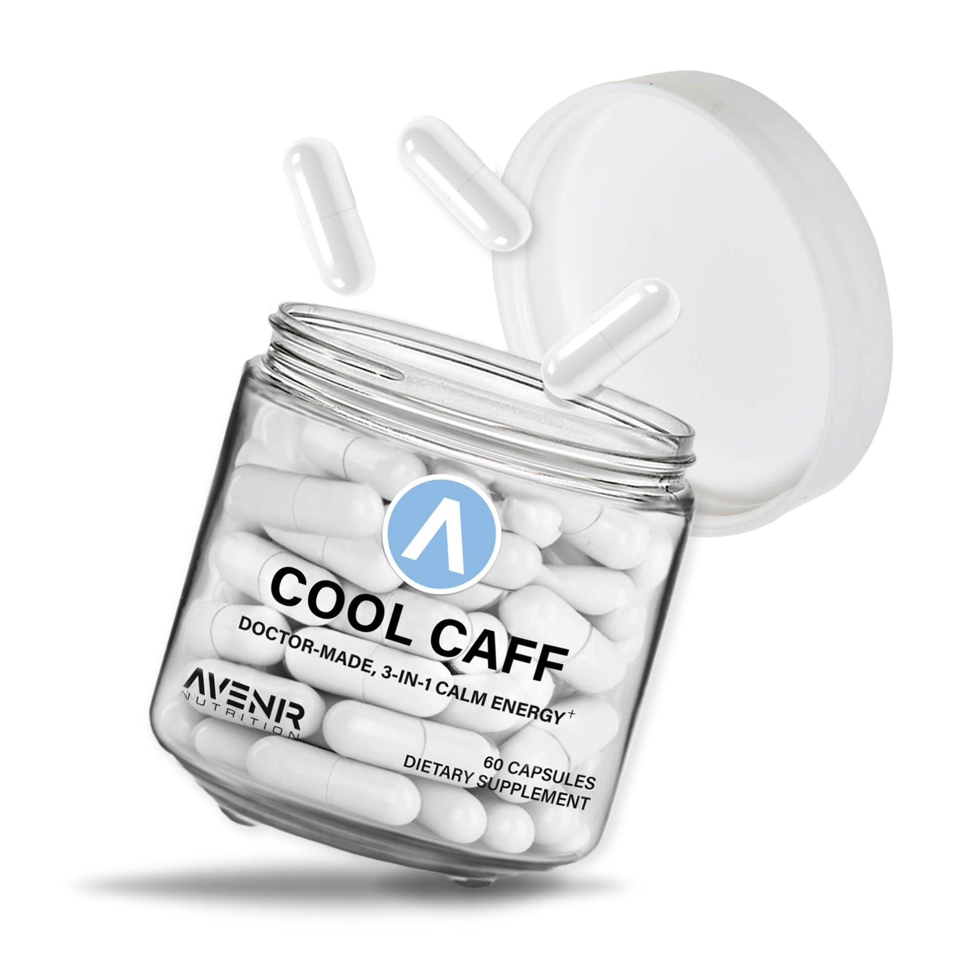 Avenir Nutrition Cool Caff Energy Supplements, L-Theanine and Caffeine - Energy Boost and Focus - Pre Workout for Women and Men, Coffee Alternative, 60 Capsules