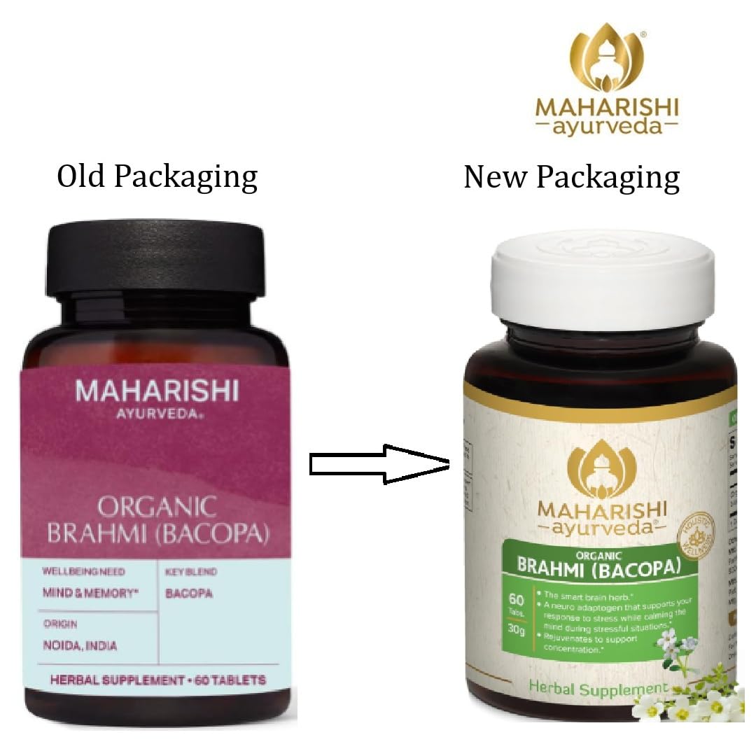 Maharishi Ayurveda Organic Brahmi (Bacopa) 500 mg, 60 Tablets