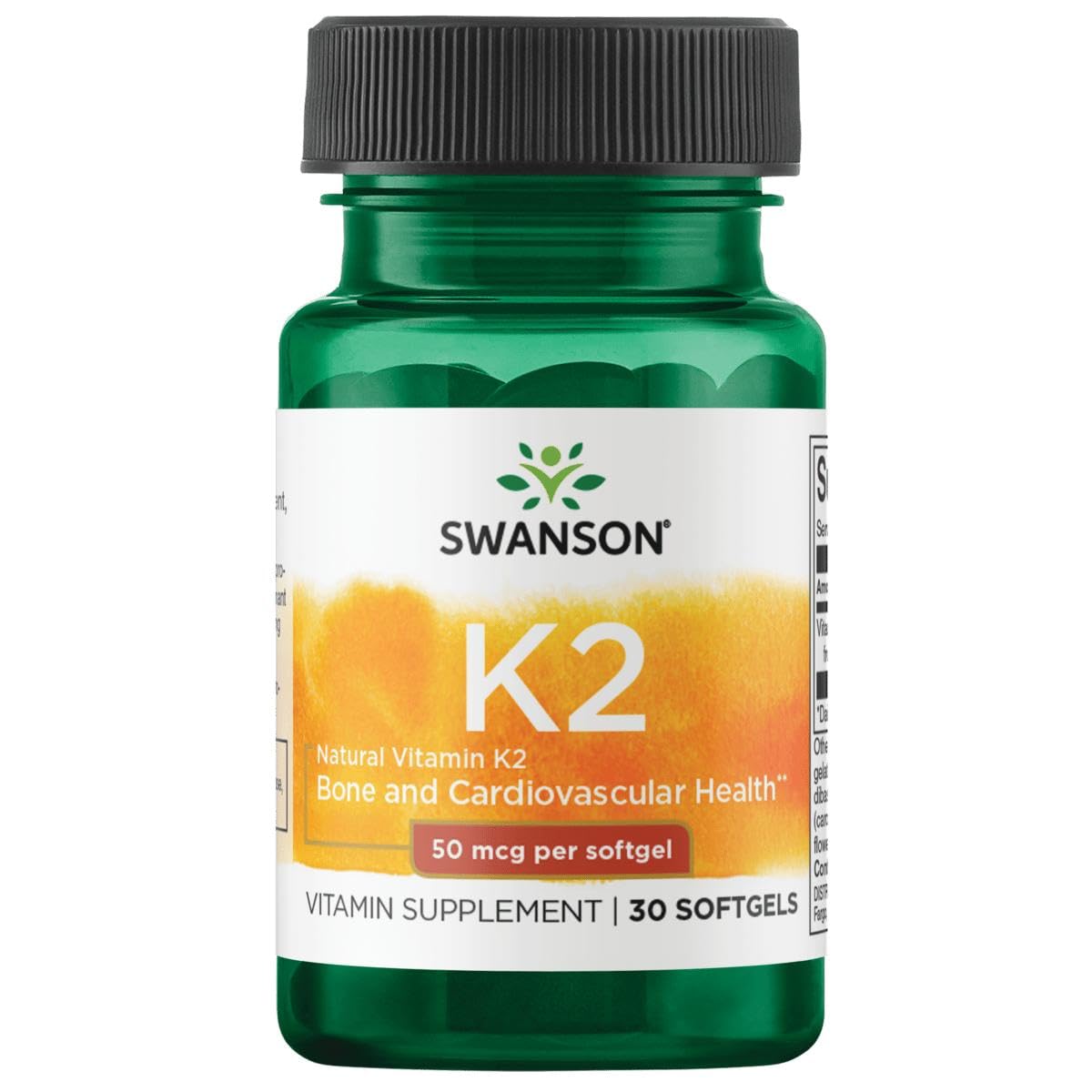 Swanson Natural Vitamin K2 (Menaquinone-7 from Natto) 50 mcg Softgels, 30 Count
