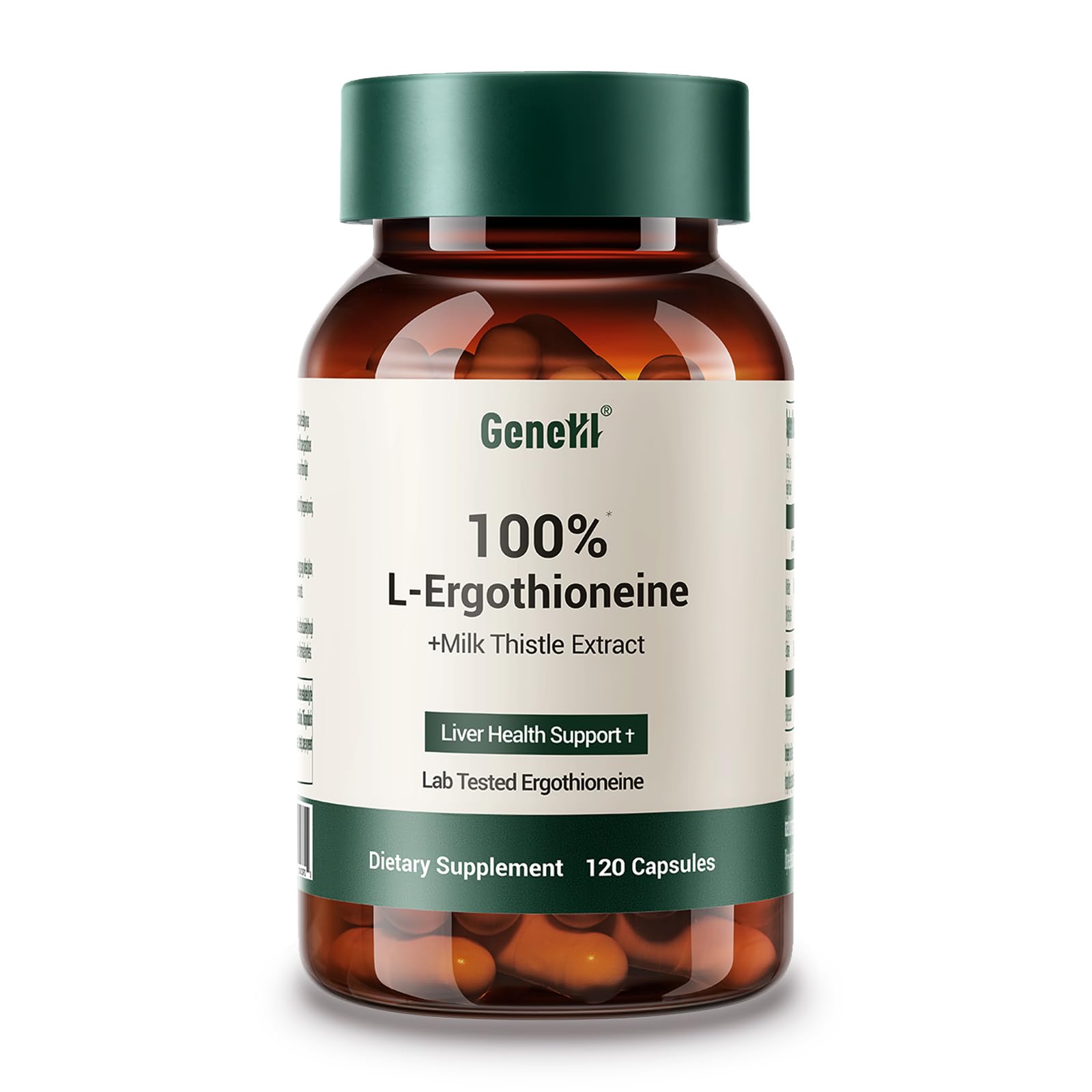 GENEIII L-Ergothioneine + Milk Thistle Supplement Capsule 120 Count
