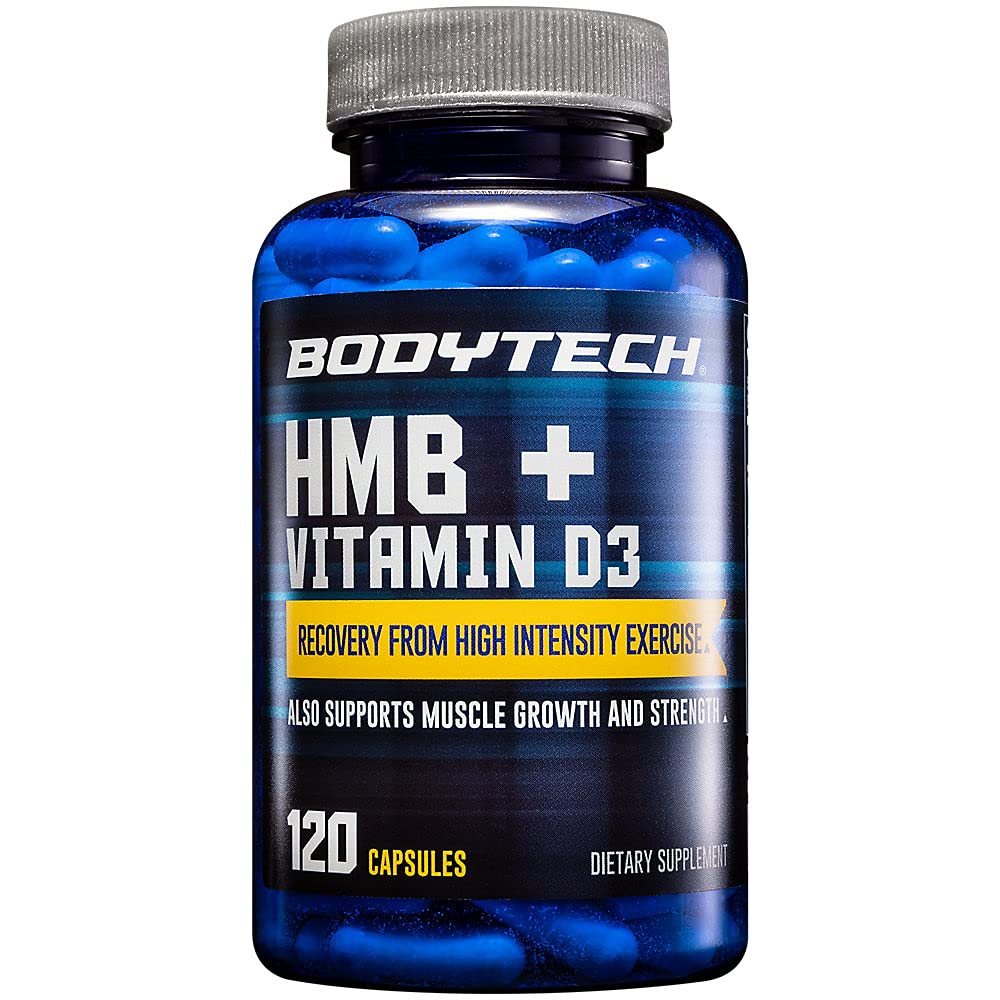 BodyTech HMB + Vitamin D3 - Supports Muscle Growth, Strength & Recovery, 120 Capsules