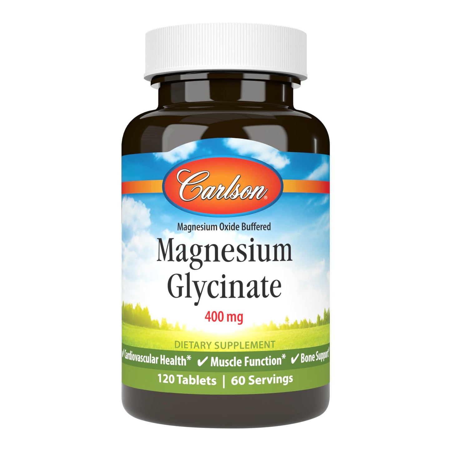 Carlson Chelated Magnesium Glycinate 400 mg Tablet, 120 Tablets