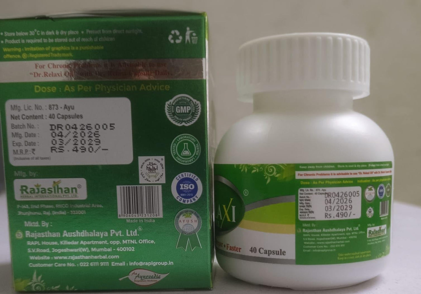 Generic Rajasthan Herbals Dr. Relaxi 40 Capsules