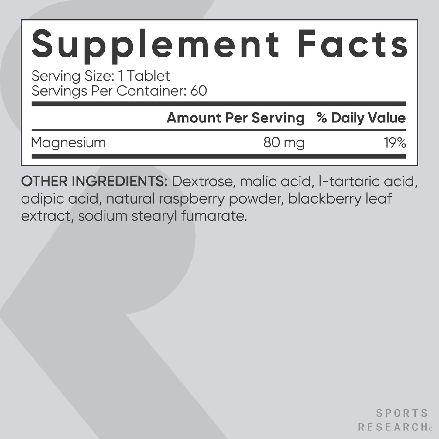 Sports Research Molecular Hydrogen Water Tablets - Fast Dissolve H2 Tablets with Magnesium - Raspberry Flavor, 60 Tablets