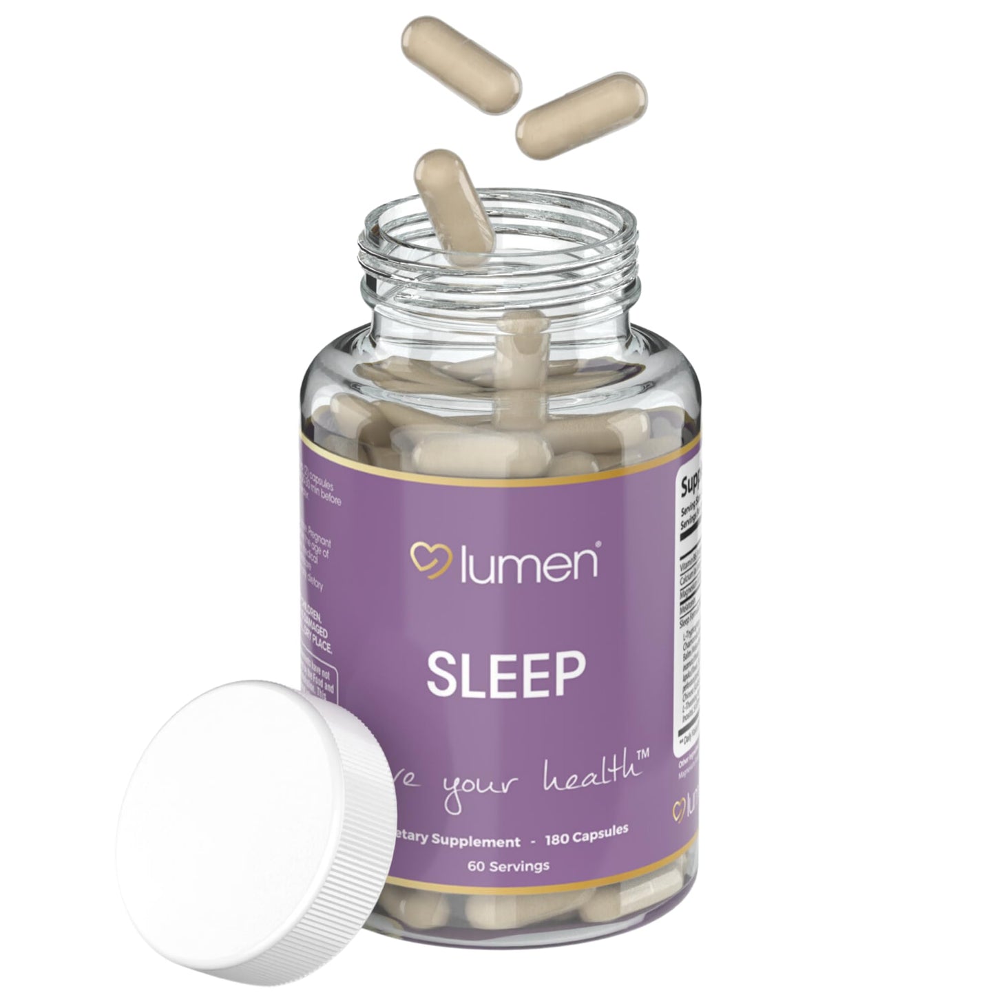 Lumen Naturals Natural Sleep for Adults – Herbal Sleep Supplement with Melatonin, Valerian Root, Magnesium Capsules, 180 Count